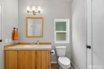 Bath off primary with vanity and tub shower combo