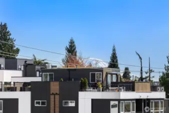 The crest of Mount Rainier is among the many special things to take in from the amazing rooftop deck