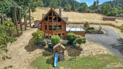 View of front, large lot