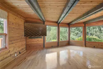 living room, exposed beams