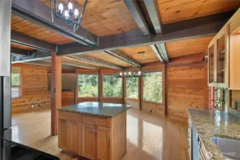 Kitchen, exposed beams
