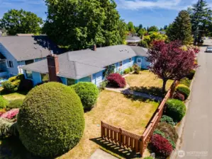 Drone shot showing off front yard.