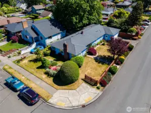 Drone shot showing off corner lot.