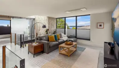 Atrium views to the left, lake and mountain views to the right