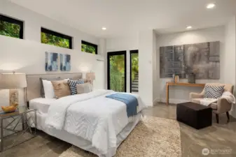 Lower level bedroom with private outdoor entry