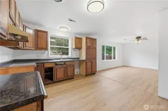 Main level kitchen and dining area