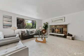 Wood Fireplace in Living Room