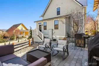 Back patio is perfect for s'mores under the stars or sunset dinners