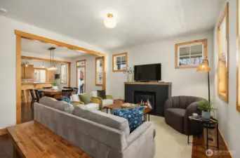 Cozy living room with gas fireplace