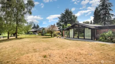 With the extended patio and flat yard there is so many possibilities!