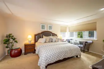 Primary Bedroom with Coffered Ceiling.