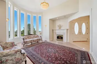 Huge Windows and High Ceilings. One of Two Gas Fireplaces