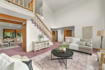 Upstairs takes you to loft primary suite