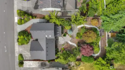 Large lot utilizes every inch - including additional parking area