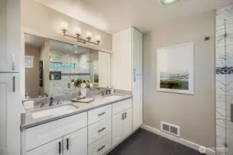 His and hers double sink vanity.