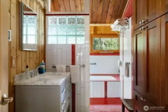 Full bath is updated and bright.