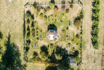 An aerial view of the gardens and Gazebo.