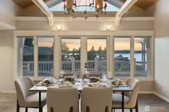 Dining area with sound views