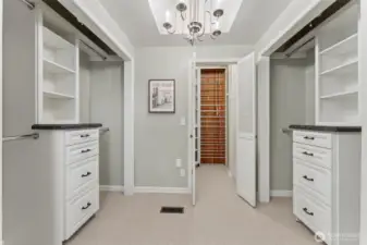 Primary bedroom walk-in closet
