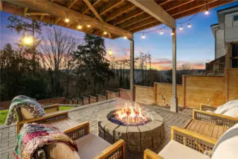 Designed to sit and relax watching the ever changing colors of the sky with the custom gas firepit