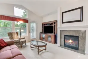 Gas fireplace for those cold evenings, large entertainment niche will accommodate your furniture