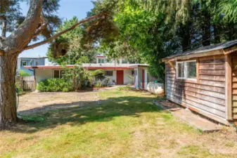 Yard and outbuildings.