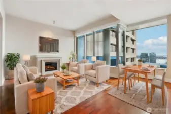 Living & dining space Virtually staged.
