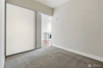 Bedroom view from closet.