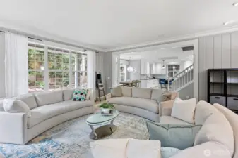 Spacious family room open to the kitchen
