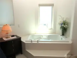 PRIMARY BEDROOM HAS A LARGE JACUZZI WITH VIEWS OF THE ROCK JETTY!