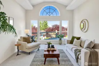 Formal living room faces the view