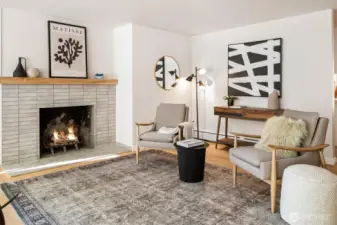 Cozy up to the fireplace with a cup of hot cocoa and your favorite book!