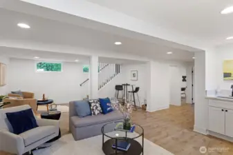 Lower level with ADU potential, plumbed and wired for kitchenette