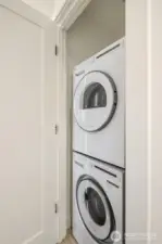 The washer and dryer are on the same level as the primary bedroom, for added convenience.
