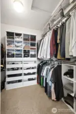 Sellers recently added storage to the primary walk-in-closet.