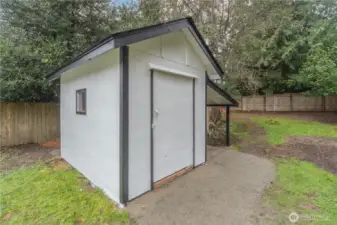 Tool shed for your yard equipment.