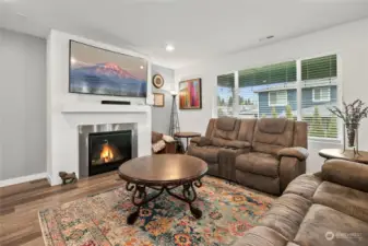 Spacious family room with gas fireplace