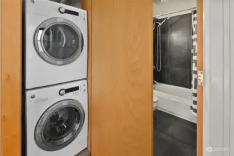 Washer and dryer in unit.