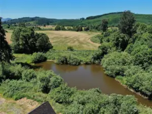 The pond, with the river to the right side.