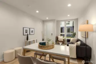A thoughtful design that maximizes space while providing a welcoming dining area. The modern aesthetic and quality finishes create a sense of warmth and style.