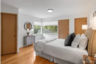 Primary is spacious and has access to outside - features 2 closets