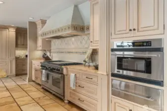 Up to chefs standards are the top quality Sub zero and Wolf brand appliances. Propane cooktop, professional quality vent hood.