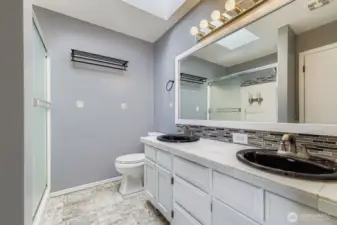 En-suite bathroom with double sink, perfect for busy mornings, built for comfort and convenience