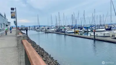 Enjoy nearly four miles of walking and biking paths, or dine at the restaurants with stunning views