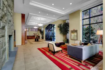 Comfortable lobby with 24/7 concierge service for security.