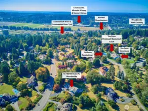 The Farm enjoys an exceptional location in the heart of Woodinville's burgeoning wine country. Walk to over 100 tasting rooms, fabulous restaurants and even concerts at Chateau Ste. Michelle! The Sammamish River Trail is also a short walk or bike ride away. It's rare to live in such a serene luxury neighborhood while enjoying such close proximity to various amenities.