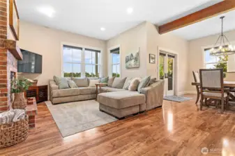 Open concept living and dining space.