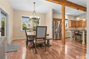 Flows into the kitchen and onto the back patio.