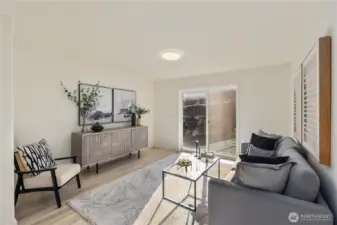 Bright interior spaces enhanced by large windows that bring in natural San Juan Island light.