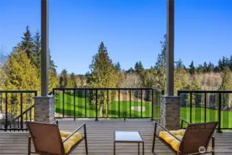 Covered lower deck with fire place